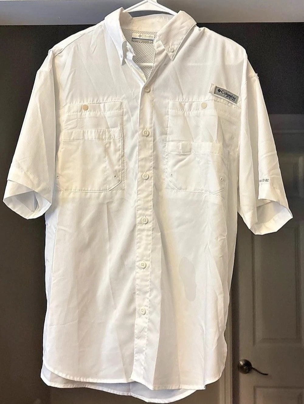 Columbia Men's PFG Short Sleeve Shirt White Small